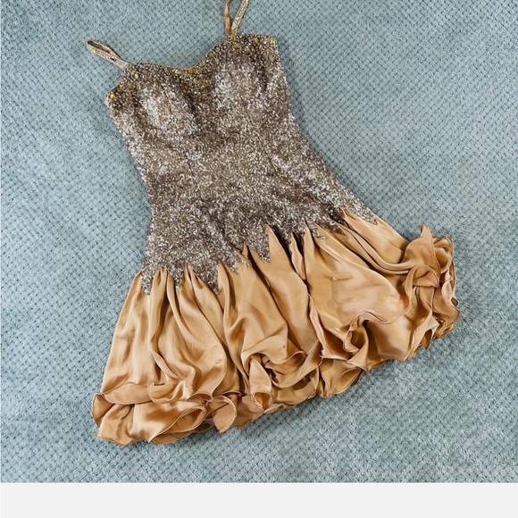 Second Dance Dresses & Skirts - Elegant Gold and Brown Mini Dress